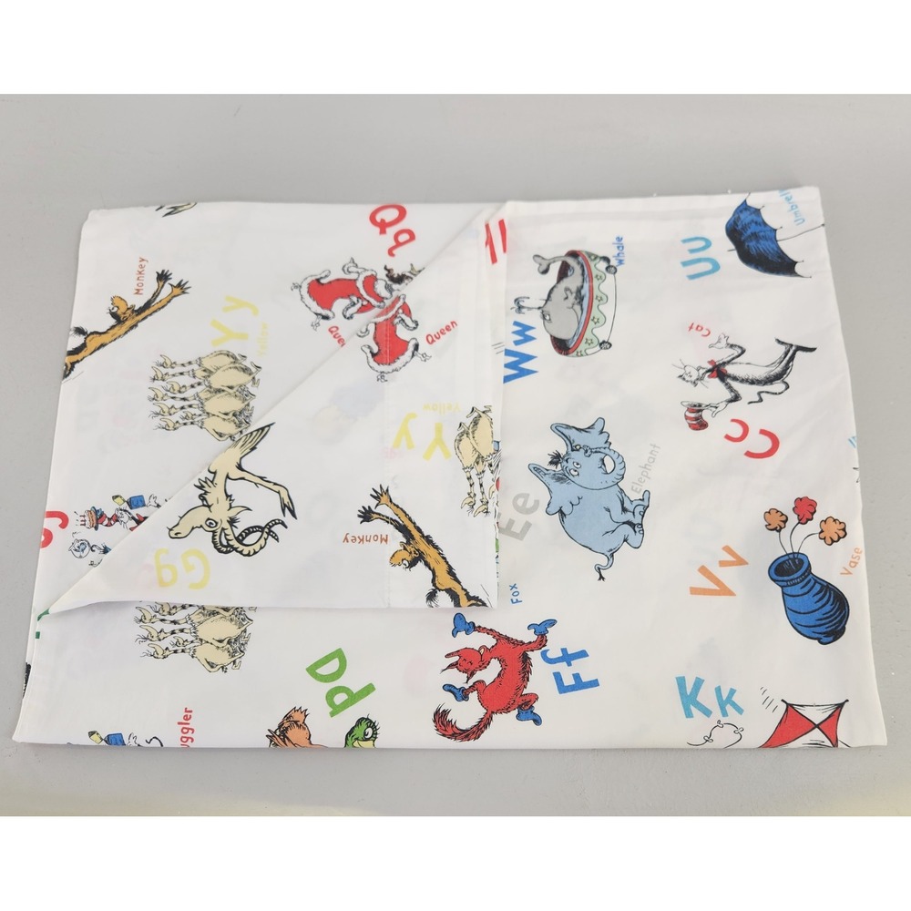 Pottery Barn Kids Dr Seuss Pillowcase Standard White Alphabet PBK 100% Cotton
